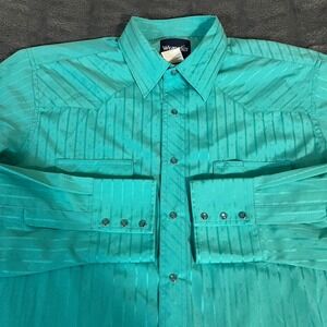 Wrangler Turquoise Western Snap Button Shirt Men's LT GA GL Size 8075744TQ